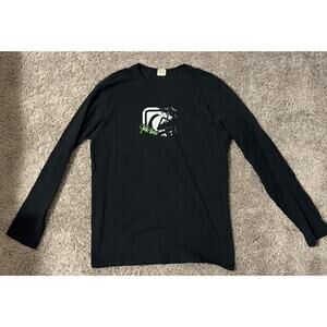 Y2k Quiksilver Echelon Slim Fit Black Long Sleeve Graphic Black Tee L
